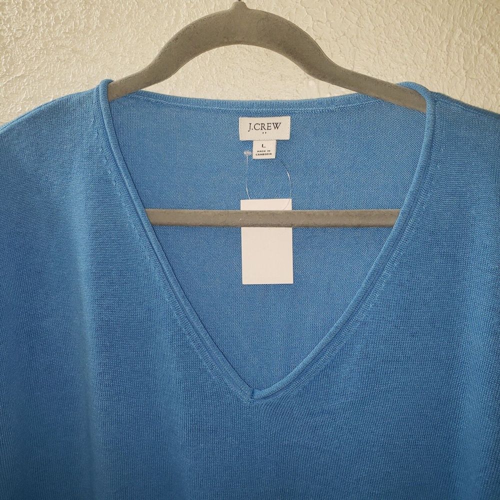 NWT J. Crew Factory Sz L Women's V-Neck Sweater Linen Blend Long Sleeve Pullover - Picture 2 of 10